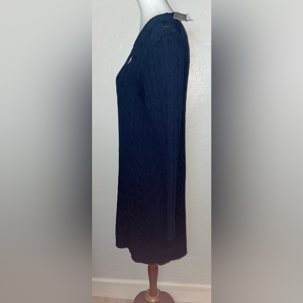 New! Polo Ralph Lauren Cable Knit Crewneck Sweater Dress in Navy Size Large🤍🐎 - Picture 10 of 12